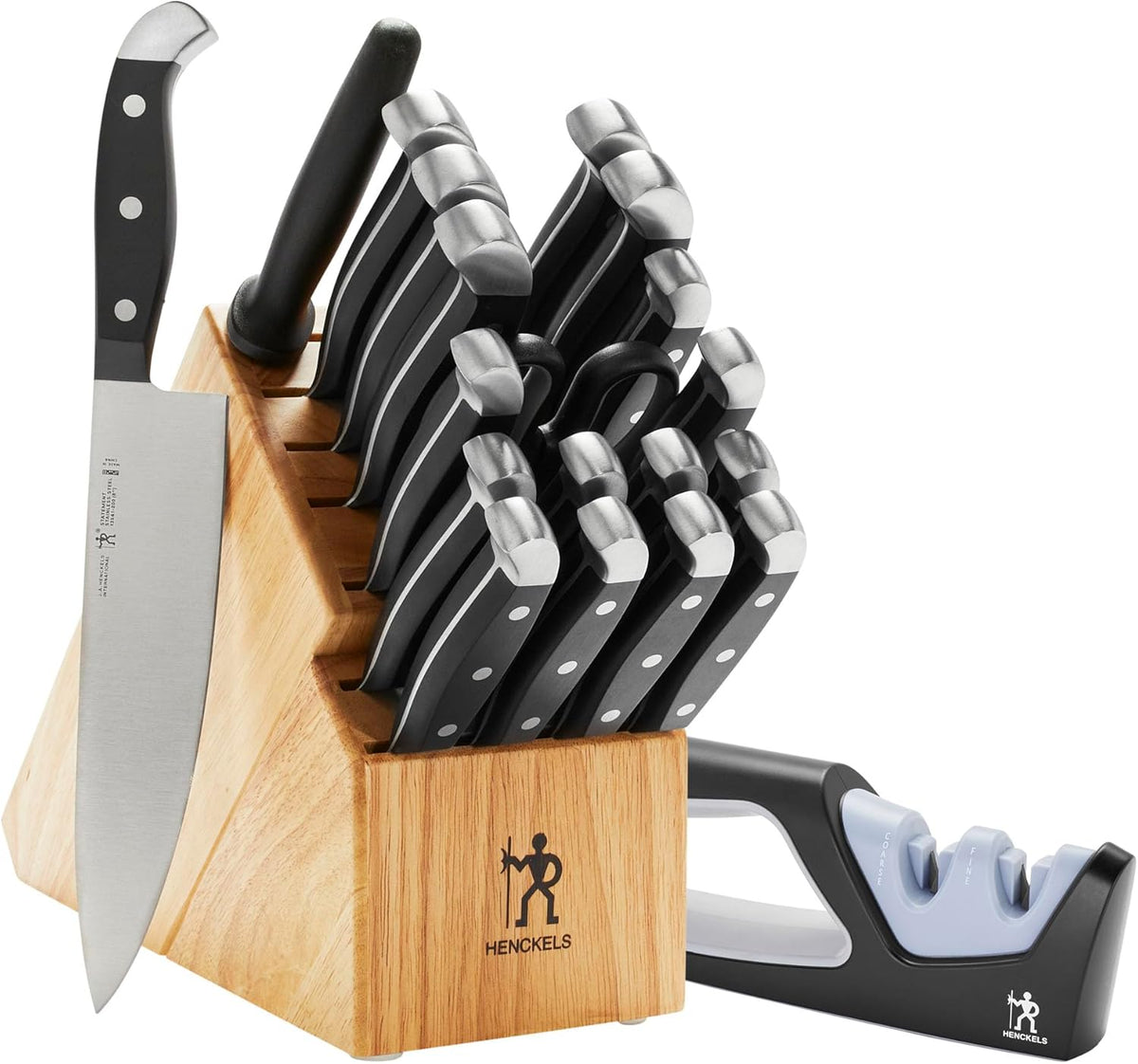 Statement 15-Pc Knife Block Set, Razor-Sharp, German Engineered | Informed by 100+ Years of Mastery. Dishwasher safe, Comfortable Grip Ideal for Everyday Cooking. High Quality Stainless Steel
