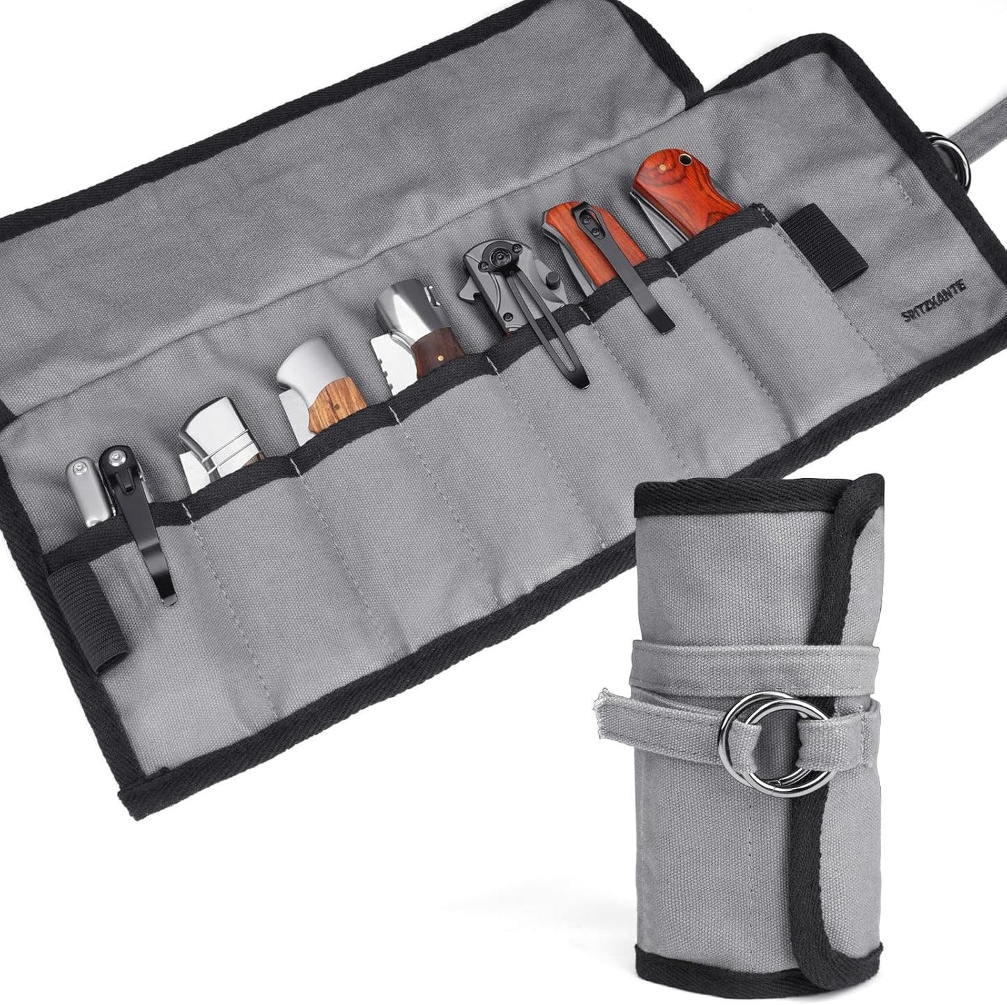 Pocket Knife Roll Bag – 7 Slot Folding Knife Organizer, Durable Canvas Storage for EDC Knives & Outdoor Tools, Compact & Portable for Travel, Home Use, Camping, Hiking