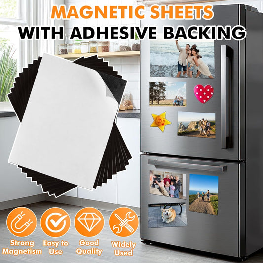 Adhesive Magnetic Sheets 4 x 6 Inch, 80 Packs Magnetic Sheets with Adhesive Backing - 0.5mm Thickness Flexible Magnet Sheets for Dies Storage, Craft Projects, Photos, School, Office