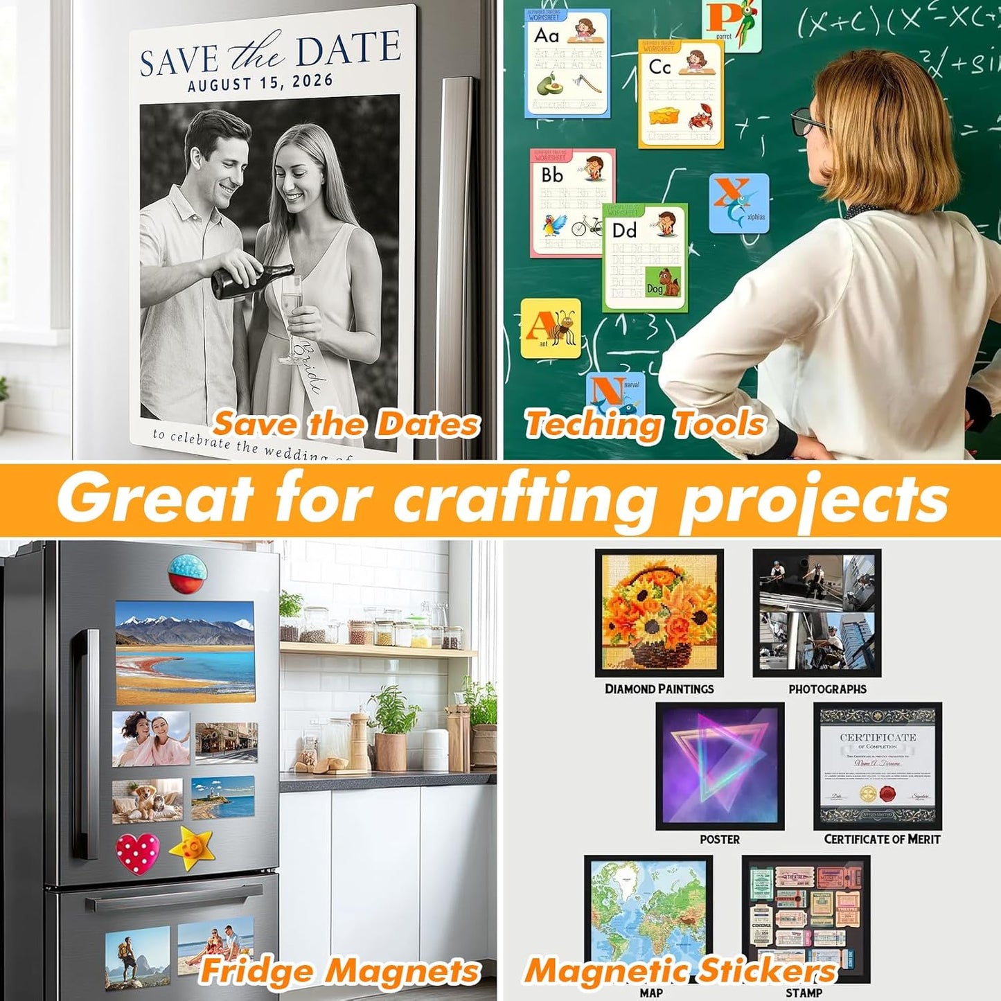Adhesive Magnetic Sheets 4 x 6 Inch, 80 Packs Magnetic Sheets with Adhesive Backing - 0.5mm Thickness Flexible Magnet Sheets for Dies Storage, Craft Projects, Photos, School, Office