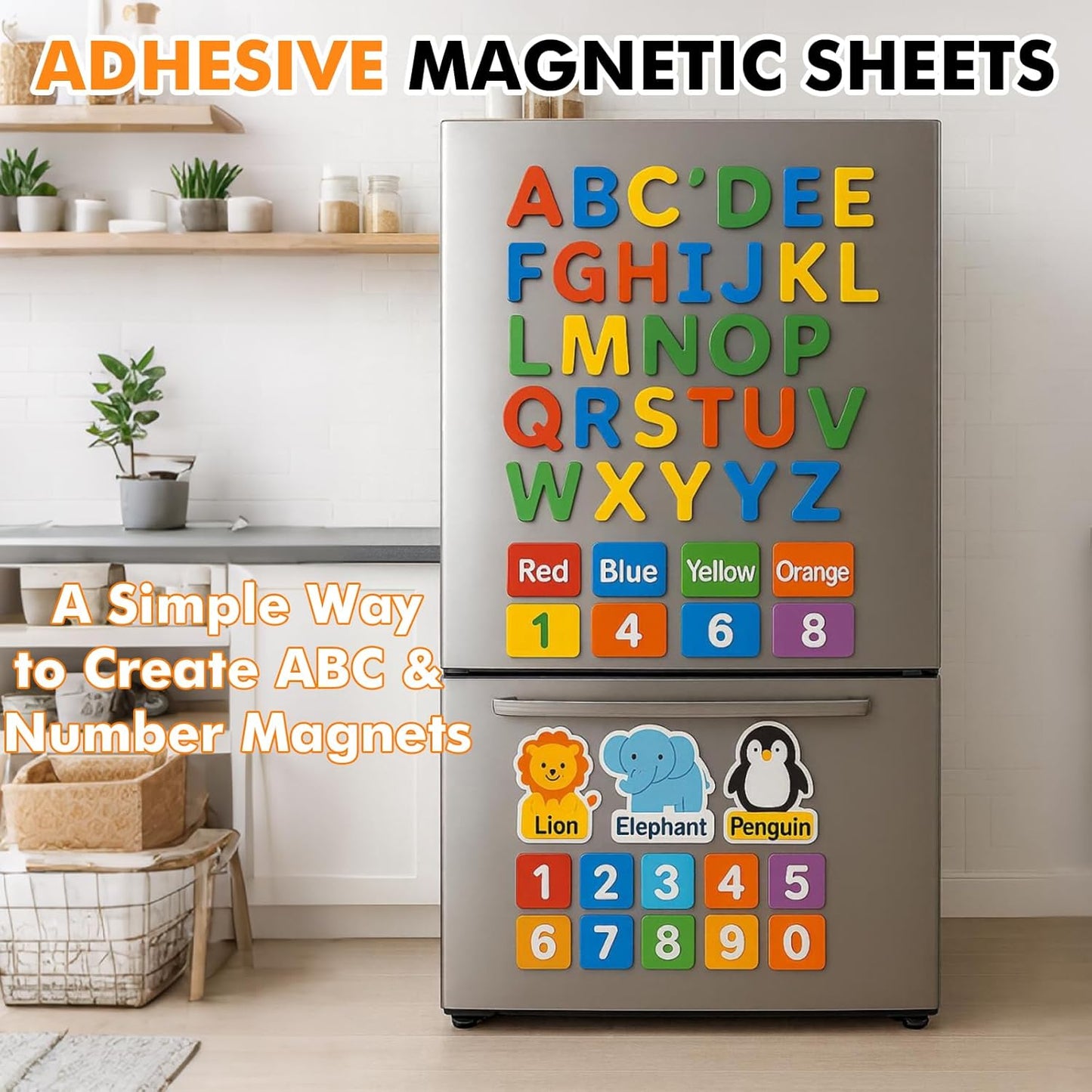 Adhesive Magnetic Sheets 4 x 6 Inch, 80 Packs Magnetic Sheets with Adhesive Backing - 0.5mm Thickness Flexible Magnet Sheets for Dies Storage, Craft Projects, Photos, School, Office