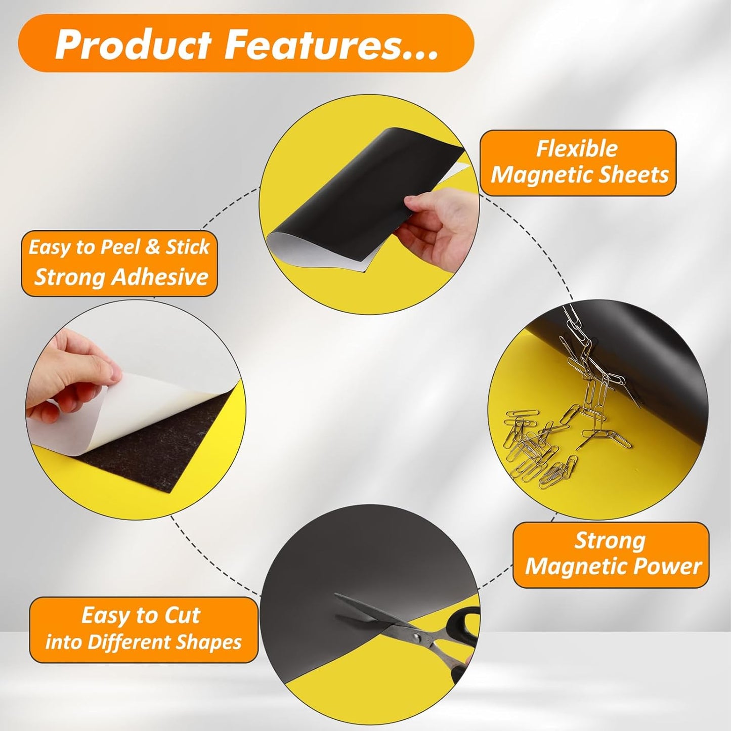 Adhesive Magnetic Sheets 4 x 6 Inch, 80 Packs Magnetic Sheets with Adhesive Backing - 0.5mm Thickness Flexible Magnet Sheets for Dies Storage, Craft Projects, Photos, School, Office