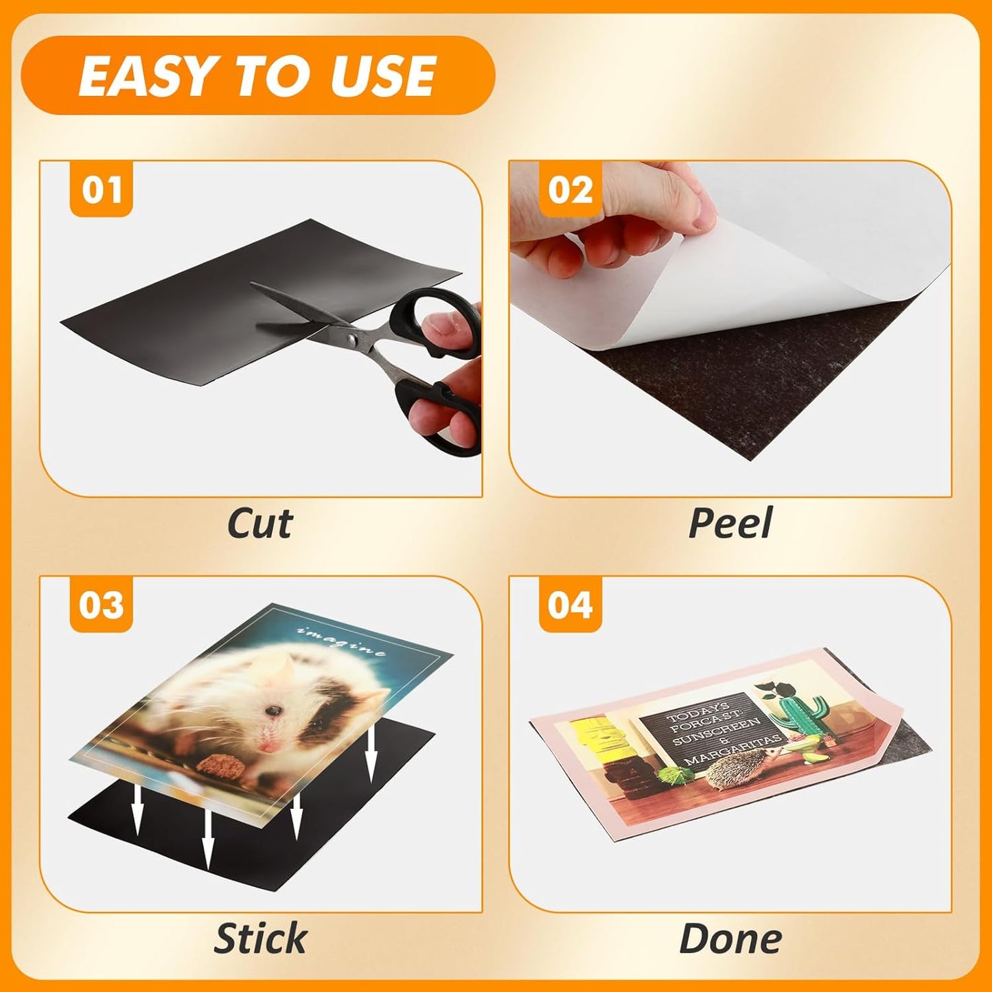 Adhesive Magnetic Sheets 4 x 6 Inch, 80 Packs Magnetic Sheets with Adhesive Backing - 0.5mm Thickness Flexible Magnet Sheets for Dies Storage, Craft Projects, Photos, School, Office