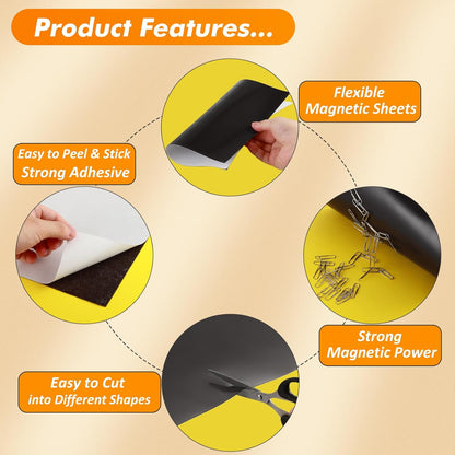 Adhesive Magnetic Sheets 4 x 6 Inch, 80 Packs Magnetic Sheets with Adhesive Backing - 0.5mm Thickness Flexible Magnet Sheets for Dies Storage, Craft Projects, Photos, School, Office
