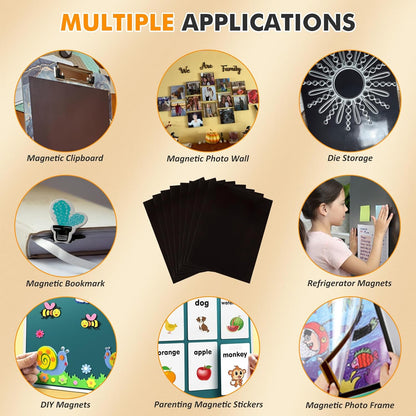 Adhesive Magnetic Sheets 4 x 6 Inch, 80 Packs Magnetic Sheets with Adhesive Backing - 0.5mm Thickness Flexible Magnet Sheets for Dies Storage, Craft Projects, Photos, School, Office