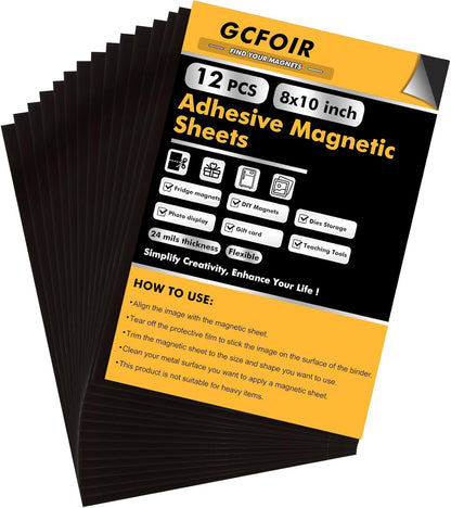 Adhesive Magnetic Sheets 4 x 6 Inch, 80 Packs Magnetic Sheets with Adhesive Backing - 0.5mm Thickness Flexible Magnet Sheets for Dies Storage, Craft Projects, Photos, School, Office