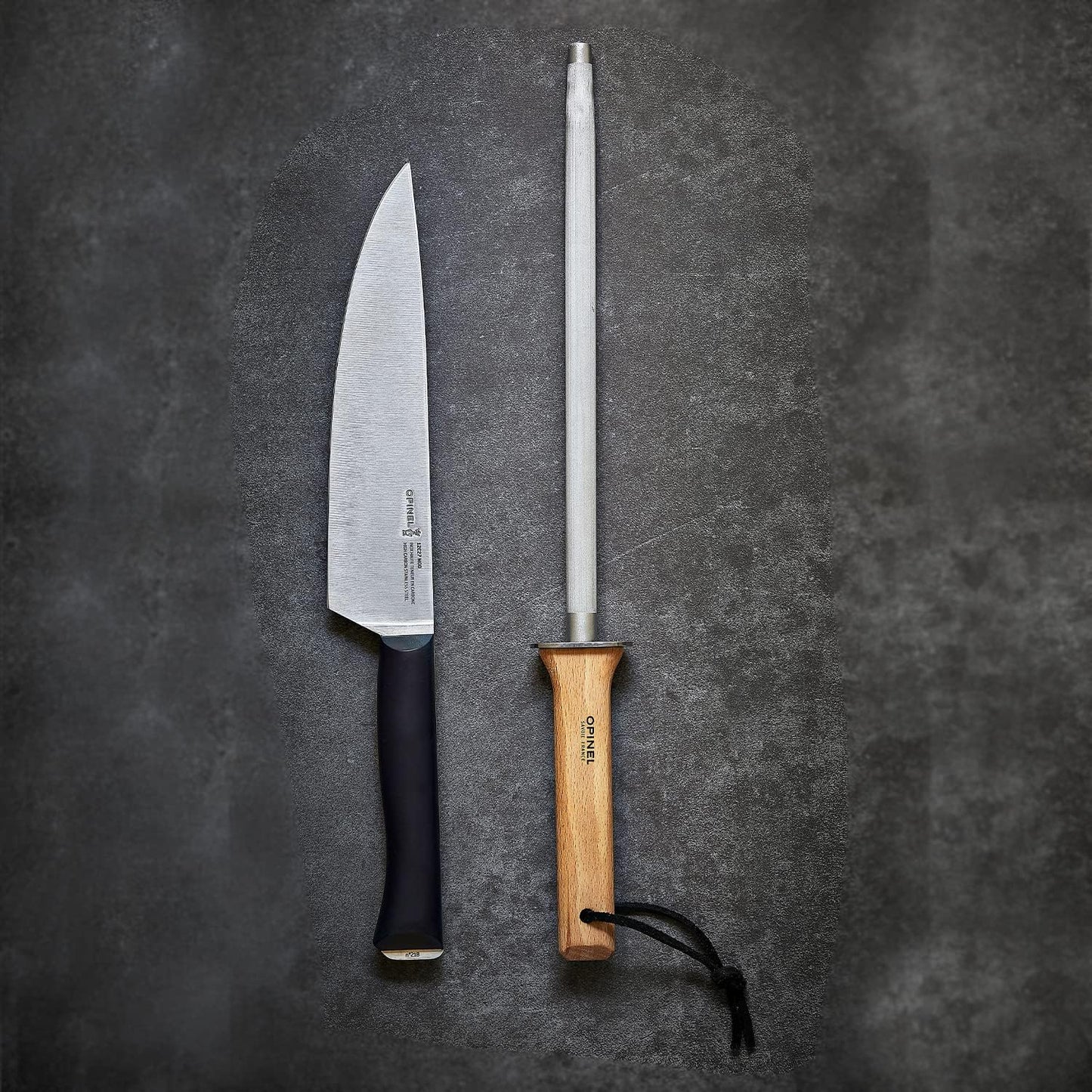 10 Inch Honing Steel Sharpening Rod, Knife Sharpener for Kitchen Knives and Tools, Beech Wood Handle, Leather Lanyard