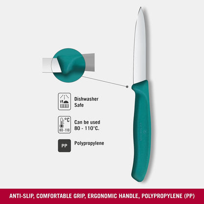 Swiss Classic 3 in Paring Knife, Straight Edge Blade - Green | Indispensable utility tool with an ergonomic, non-slip polypropylene handle; NSF approved and dishwasher safe design