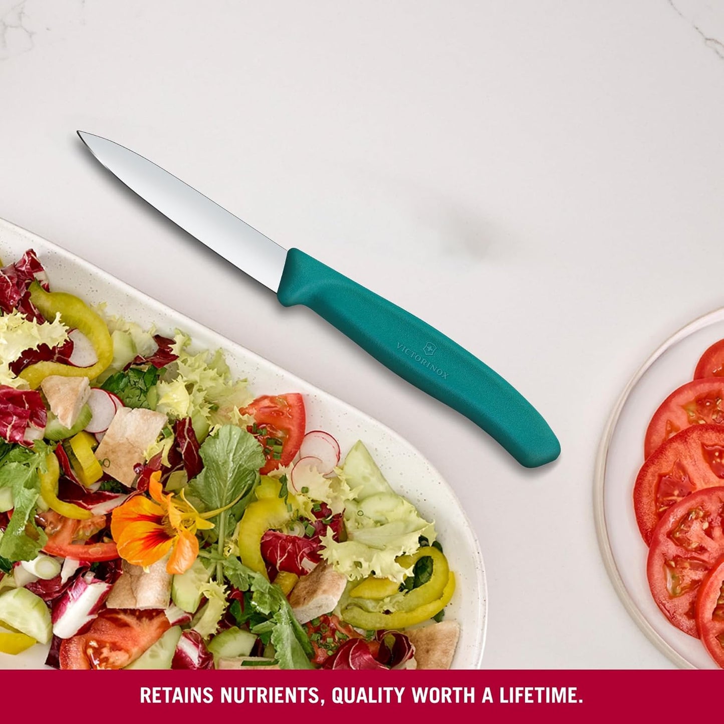 Swiss Classic 3 in Paring Knife, Straight Edge Blade - Green | Indispensable utility tool with an ergonomic, non-slip polypropylene handle; NSF approved and dishwasher safe design
