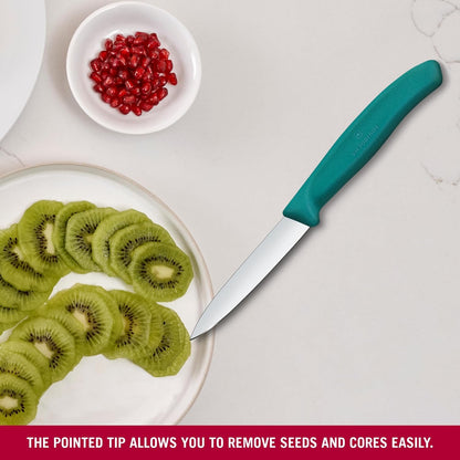 Swiss Classic 3 in Paring Knife, Straight Edge Blade - Green | Indispensable utility tool with an ergonomic, non-slip polypropylene handle; NSF approved and dishwasher safe design