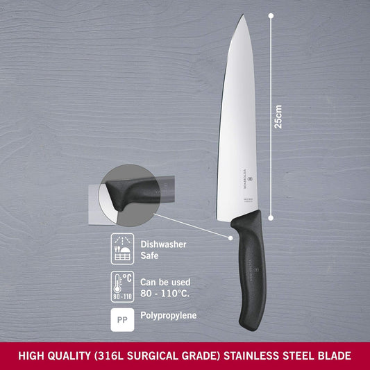8 Inch Swiss Classic Chef's Knife - Non-Slip Stainless Steel | Professional kitchen knife for slicing and chopping, ergonomic handle, dishwasher safe design, authentic Swiss made quality