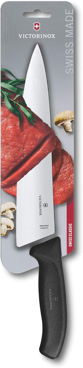 8 Inch Swiss Classic Chef's Knife - Non-Slip Stainless Steel | Professional kitchen knife for slicing and chopping, ergonomic handle, dishwasher safe design, authentic Swiss made quality