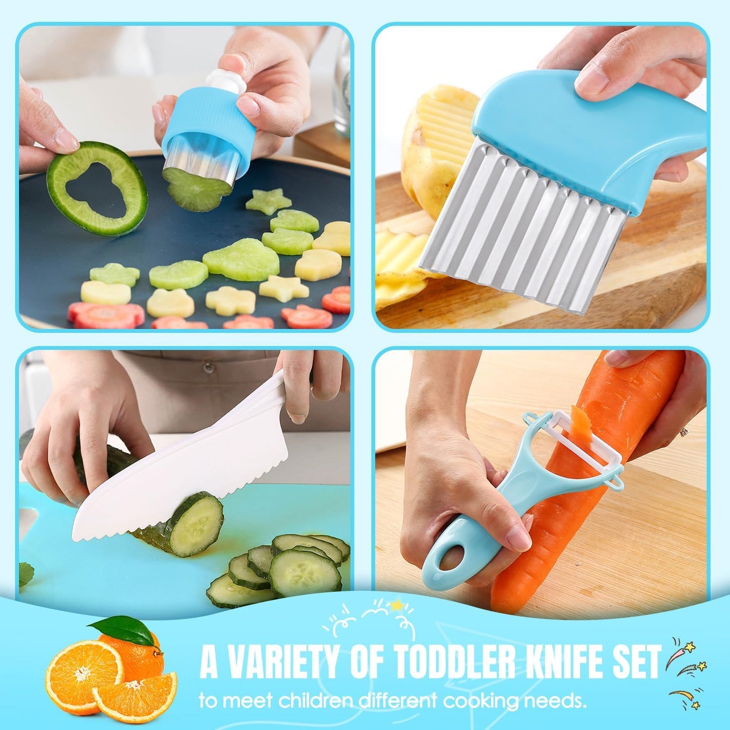 37PCS Kids Cooking Sets Real, Kids Cooking and Baking Gift Set with Storage Case Timer Kid Safe Knives Cutting Board, Toddler Real Kitchen Tools, Birthday Gifts for Girls Boys Age 3 - 8
