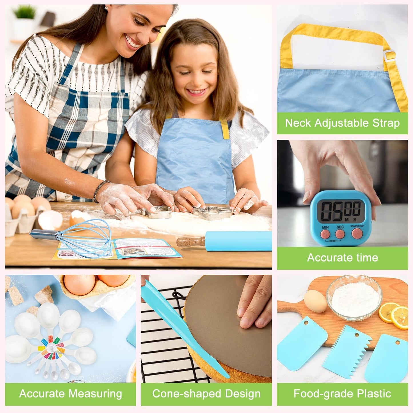 37PCS Kids Cooking Sets Real, Kids Cooking and Baking Gift Set with Storage Case Timer Kid Safe Knives Cutting Board, Toddler Real Kitchen Tools, Birthday Gifts for Girls Boys Age 3 - 8