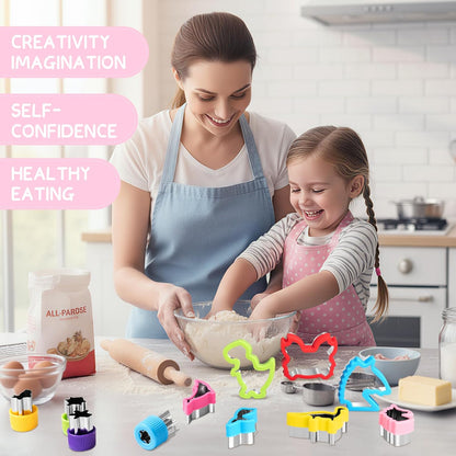 37PCS Kids Cooking Sets Real, Kids Cooking and Baking Gift Set with Storage Case Timer Kid Safe Knives Cutting Board, Toddler Real Kitchen Tools, Birthday Gifts for Girls Boys Age 3 - 8