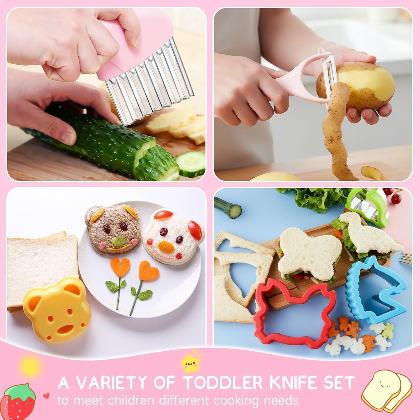 37PCS Kids Cooking Sets Real, Kids Cooking and Baking Gift Set with Storage Case Timer Kid Safe Knives Cutting Board, Toddler Real Kitchen Tools, Birthday Gifts for Girls Boys Age 3 - 8