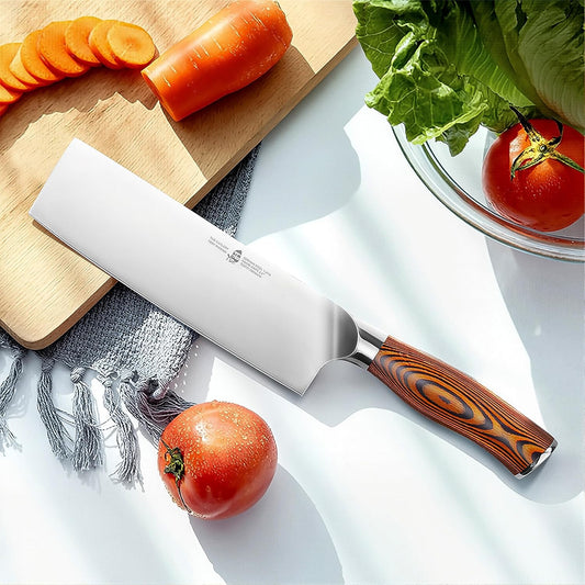 Nakiri Knife 6.5" Japanese Vegetable Cleaver, Chef Knife for Kitchen Vegetable Chopping, German High Carbon Stainless Steel, Ergo Pakkawood Handle