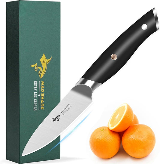 3.5 inch Paring Knife Ultra Sharp German Stainless Steel | Paring Fruit Knives with Ergonomic Handle Design, Unique Small Kitchen Knife As Gift for Chef's Men/Women