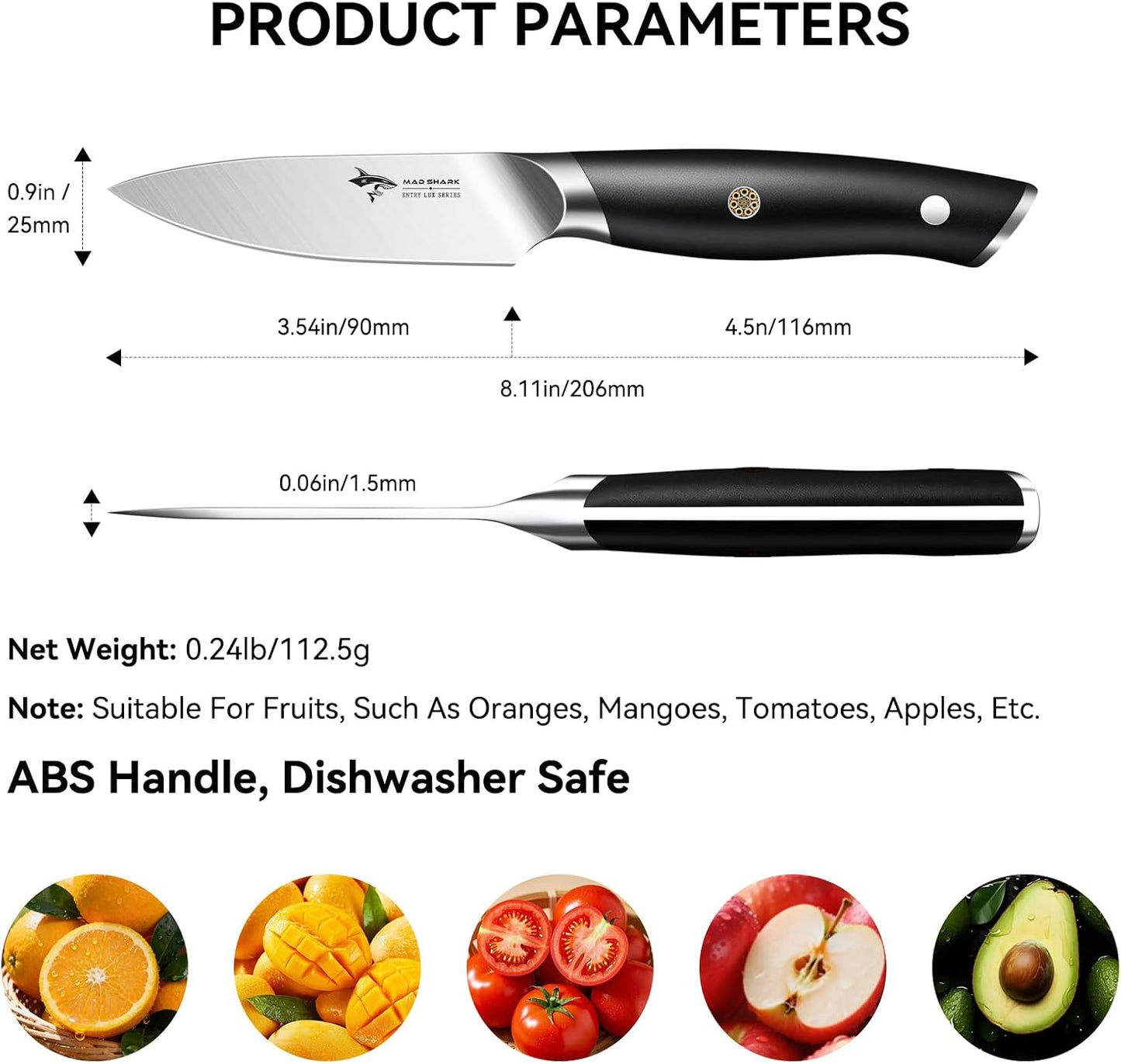 3.5 inch Paring Knife Ultra Sharp German Stainless Steel | Paring Fruit Knives with Ergonomic Handle Design, Unique Small Kitchen Knife As Gift for Chef's Men/Women