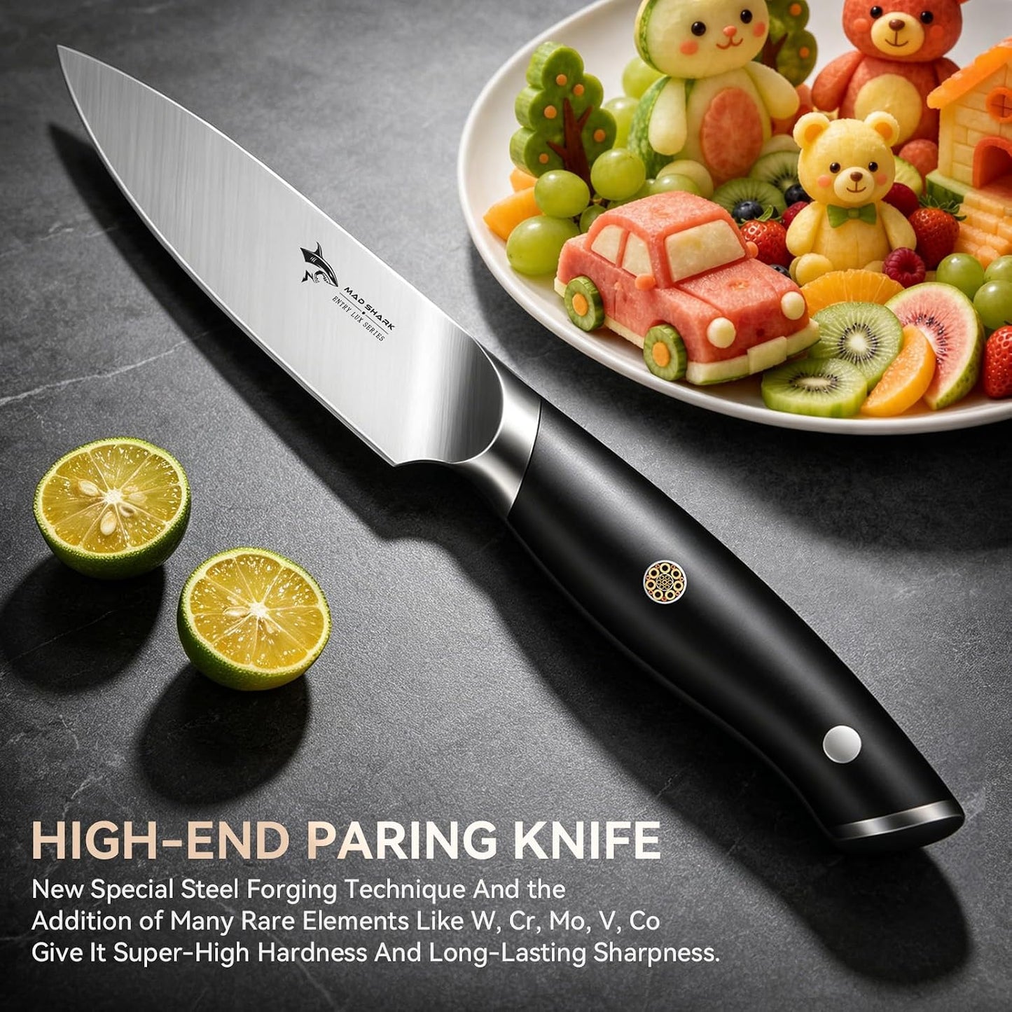 3.5 inch Paring Knife Ultra Sharp German Stainless Steel | Paring Fruit Knives with Ergonomic Handle Design, Unique Small Kitchen Knife As Gift for Chef's Men/Women