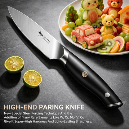 3.5 inch Paring Knife Ultra Sharp German Stainless Steel | Paring Fruit Knives with Ergonomic Handle Design, Unique Small Kitchen Knife As Gift for Chef's Men/Women