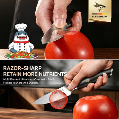3.5 inch Paring Knife Ultra Sharp German Stainless Steel | Paring Fruit Knives with Ergonomic Handle Design, Unique Small Kitchen Knife As Gift for Chef's Men/Women