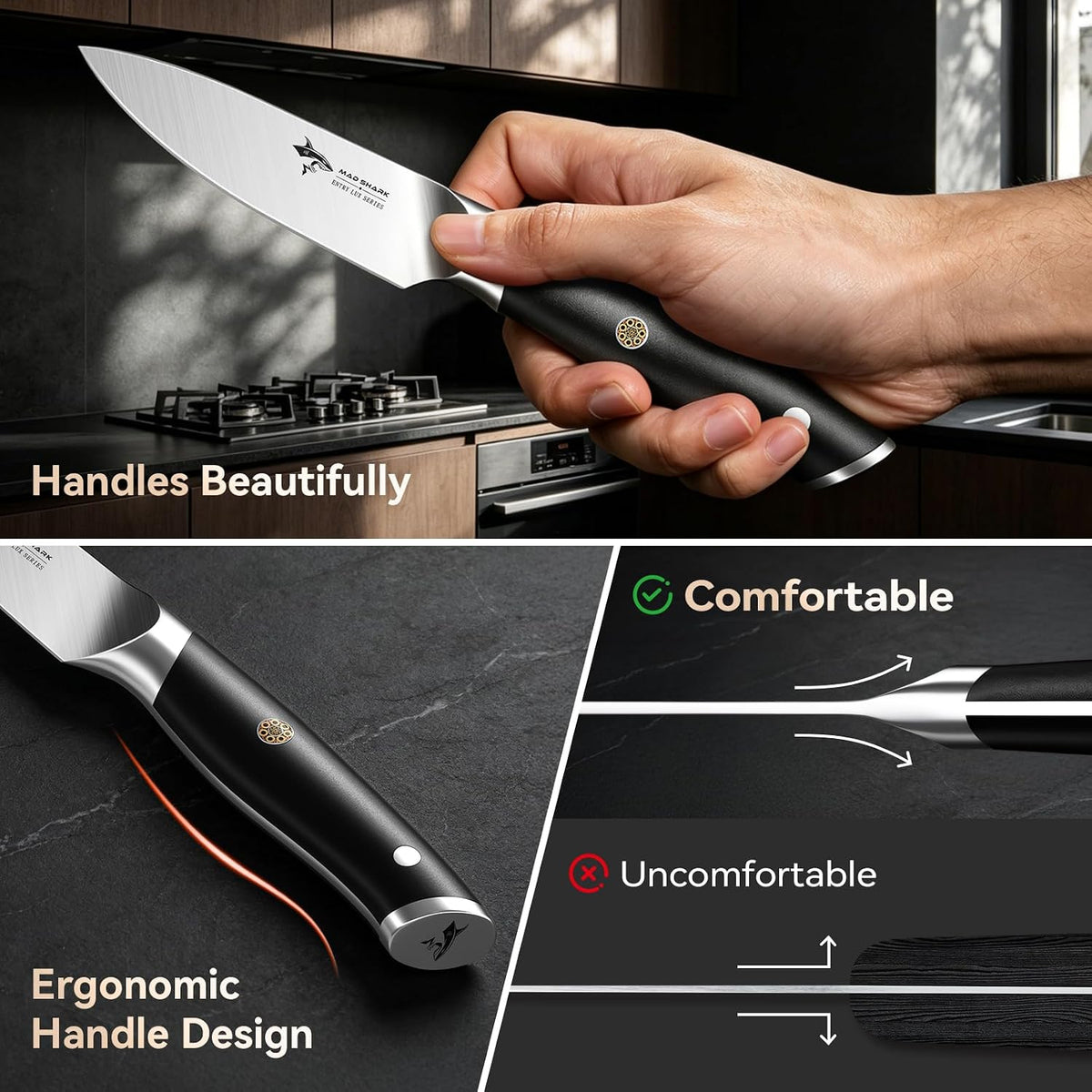 3.5 inch Paring Knife Ultra Sharp German Stainless Steel | Paring Fruit Knives with Ergonomic Handle Design, Unique Small Kitchen Knife As Gift for Chef's Men/Women