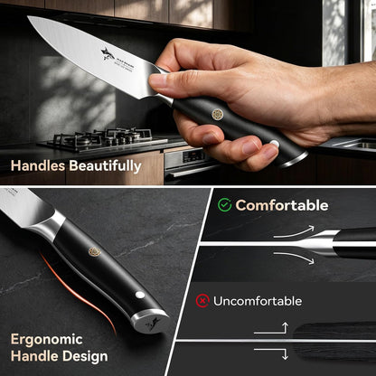 3.5 inch Paring Knife Ultra Sharp German Stainless Steel | Paring Fruit Knives with Ergonomic Handle Design, Unique Small Kitchen Knife As Gift for Chef's Men/Women