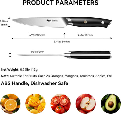 3.5 inch Paring Knife Ultra Sharp German Stainless Steel | Paring Fruit Knives with Ergonomic Handle Design, Unique Small Kitchen Knife As Gift for Chef's Men/Women