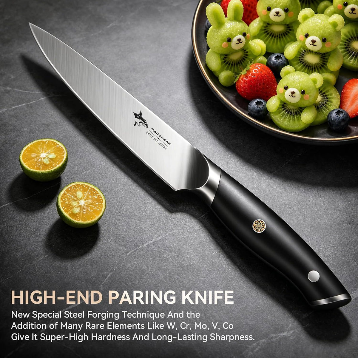 3.5 inch Paring Knife Ultra Sharp German Stainless Steel | Paring Fruit Knives with Ergonomic Handle Design, Unique Small Kitchen Knife As Gift for Chef's Men/Women