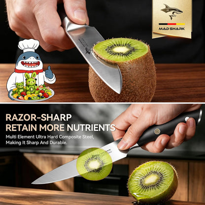 3.5 inch Paring Knife Ultra Sharp German Stainless Steel | Paring Fruit Knives with Ergonomic Handle Design, Unique Small Kitchen Knife As Gift for Chef's Men/Women