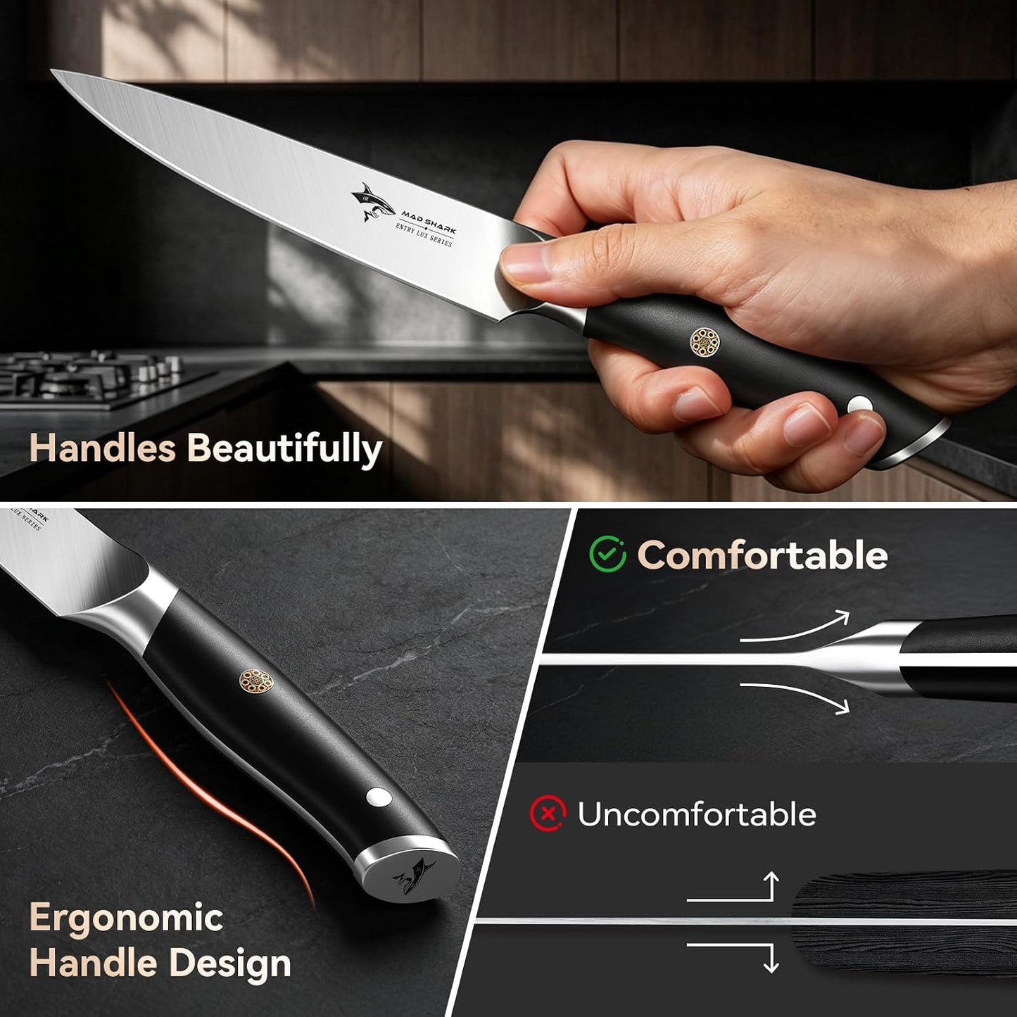3.5 inch Paring Knife Ultra Sharp German Stainless Steel | Paring Fruit Knives with Ergonomic Handle Design, Unique Small Kitchen Knife As Gift for Chef's Men/Women