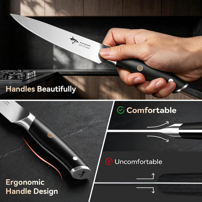 3.5 inch Paring Knife Ultra Sharp German Stainless Steel | Paring Fruit Knives with Ergonomic Handle Design, Unique Small Kitchen Knife As Gift for Chef's Men/Women