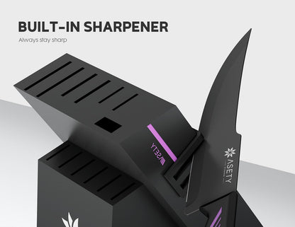 Knife Set - 15 PCS Kitchen Knife Set with Built-in Knife Sharpener Block - Stainless Steel Knife Block Set - Dishwasher Safe, Elegant Box for Men Women, Fathers day