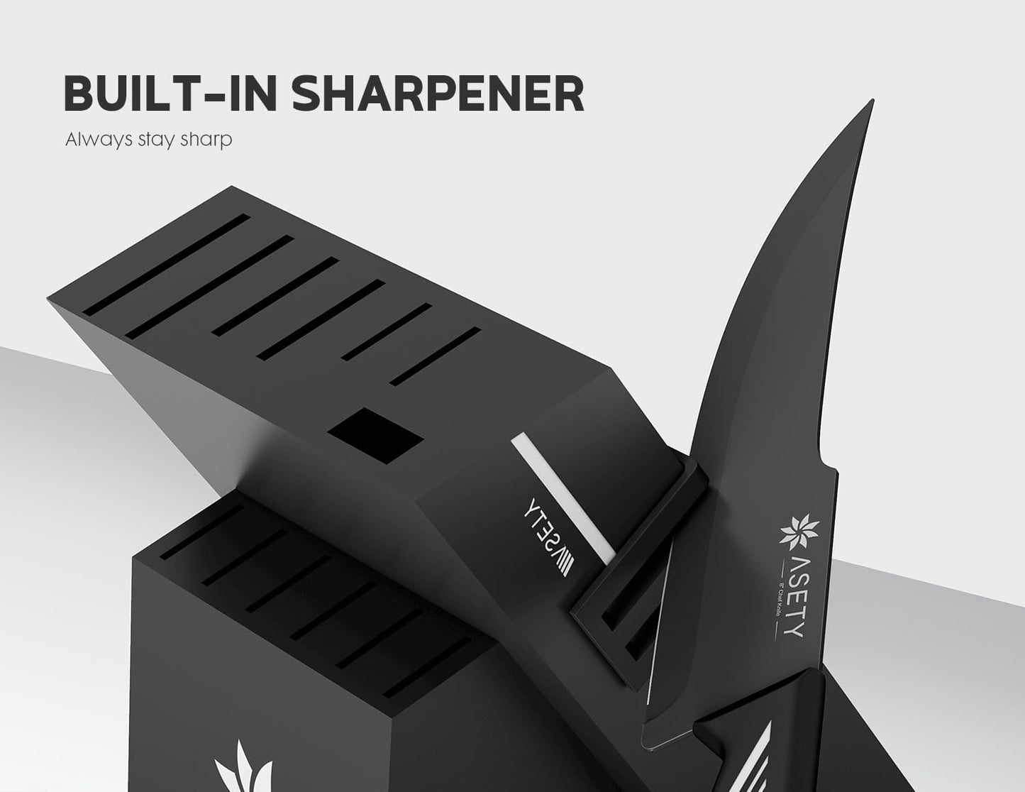 Knife Set - 15 PCS Kitchen Knife Set with Built-in Knife Sharpener Block - Stainless Steel Knife Block Set - Dishwasher Safe, Elegant Box for Men Women, Fathers day