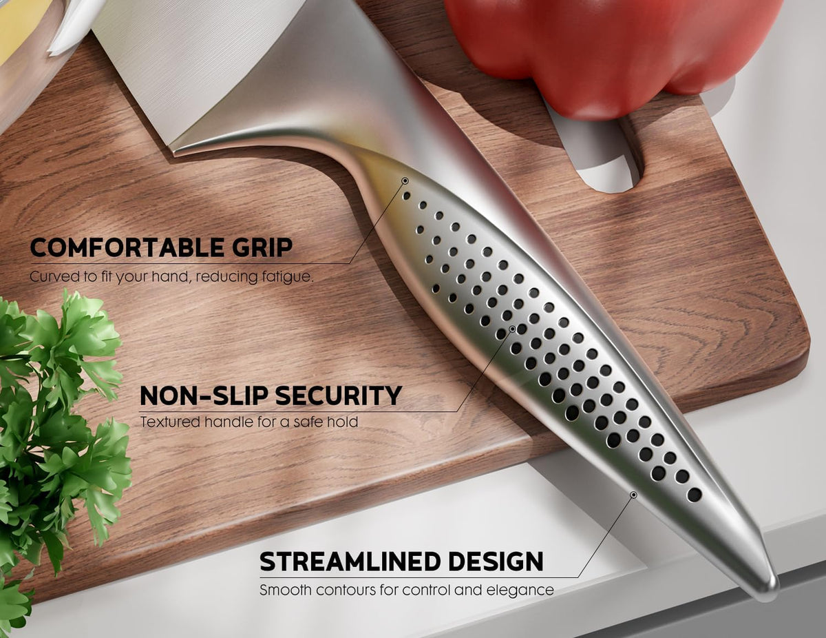Knife Set - 15 PCS Kitchen Knife Set with Built-in Knife Sharpener Block - Stainless Steel Knife Block Set - Dishwasher Safe, Elegant Box for Men Women, Fathers day