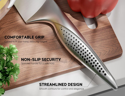 Knife Set - 15 PCS Kitchen Knife Set with Built-in Knife Sharpener Block - Stainless Steel Knife Block Set - Dishwasher Safe, Elegant Box for Men Women, Fathers day