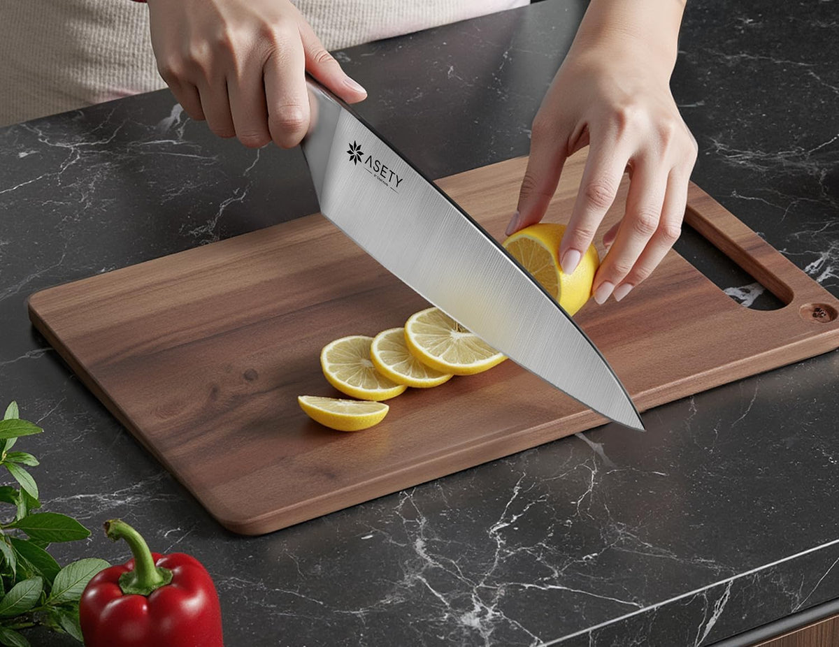 Knife Set - 15 PCS Kitchen Knife Set with Built-in Knife Sharpener Block - Stainless Steel Knife Block Set - Dishwasher Safe, Elegant Box for Men Women, Fathers day