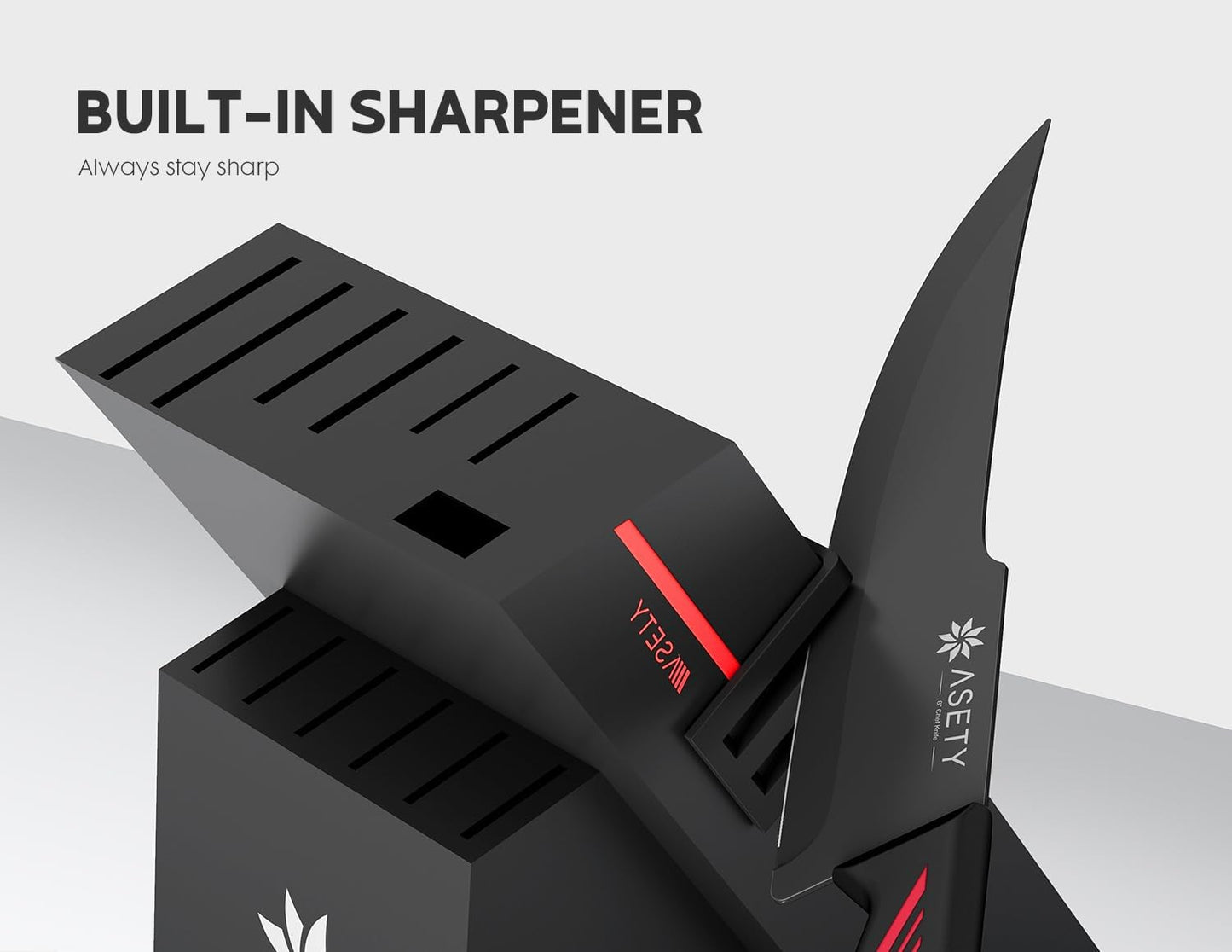 Knife Set - 15 PCS Kitchen Knife Set with Built-in Knife Sharpener Block - Stainless Steel Knife Block Set - Dishwasher Safe, Elegant Box for Men Women, Fathers day