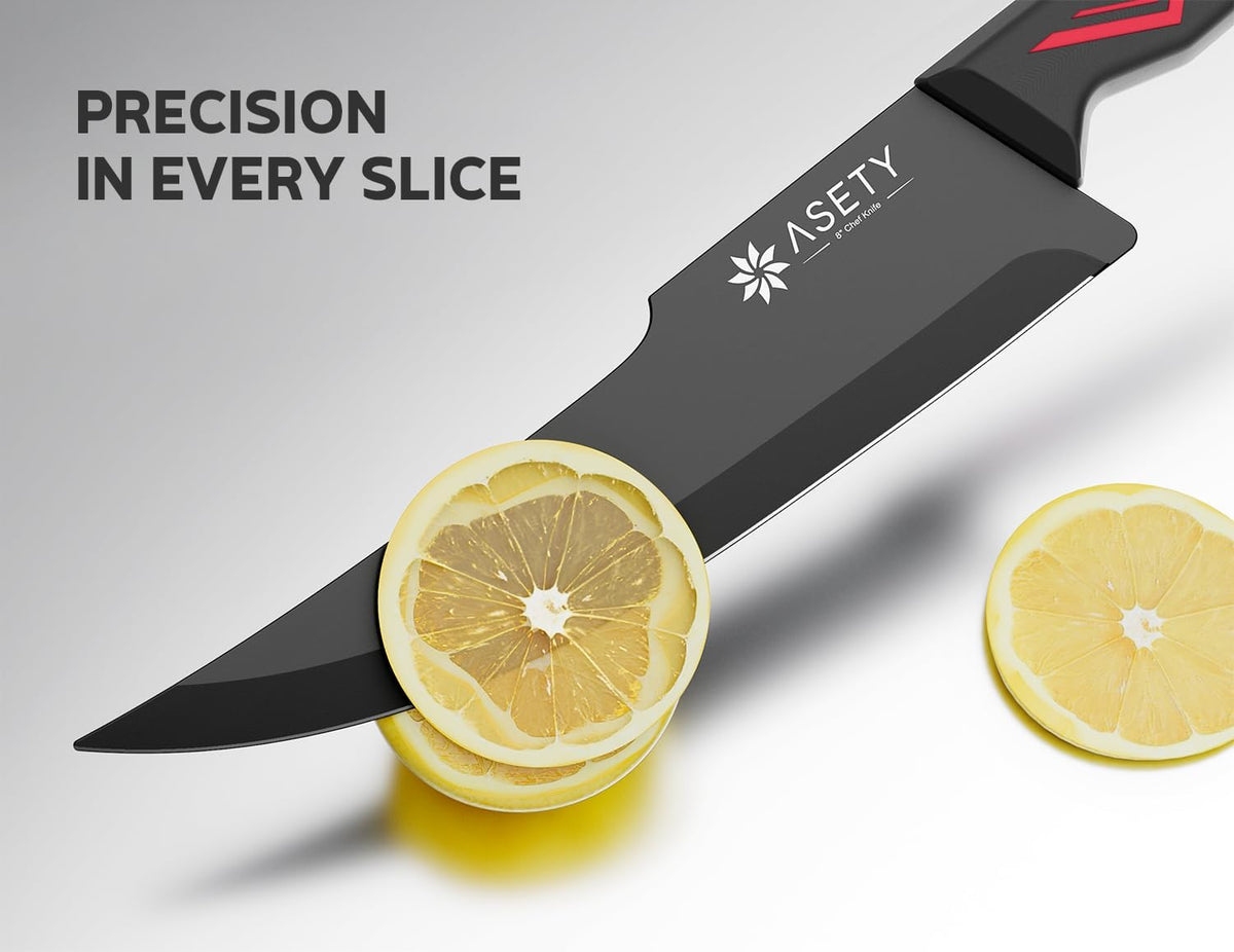Knife Set - 15 PCS Kitchen Knife Set with Built-in Knife Sharpener Block - Stainless Steel Knife Block Set - Dishwasher Safe, Elegant Box for Men Women, Fathers day