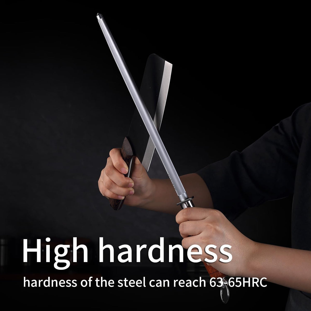 Sharpening Steel with Larger Diameter Professional Honing Rod Knife Sharpener, High Carbon Steel Knife Sharpener Rod, Magnetized Steel, Ideal for All Chef Knives