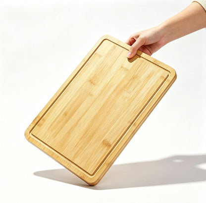 Bamboo Cutting Board Set of 3, Cutting Boards for Kitchen with Deep Juice Grooves