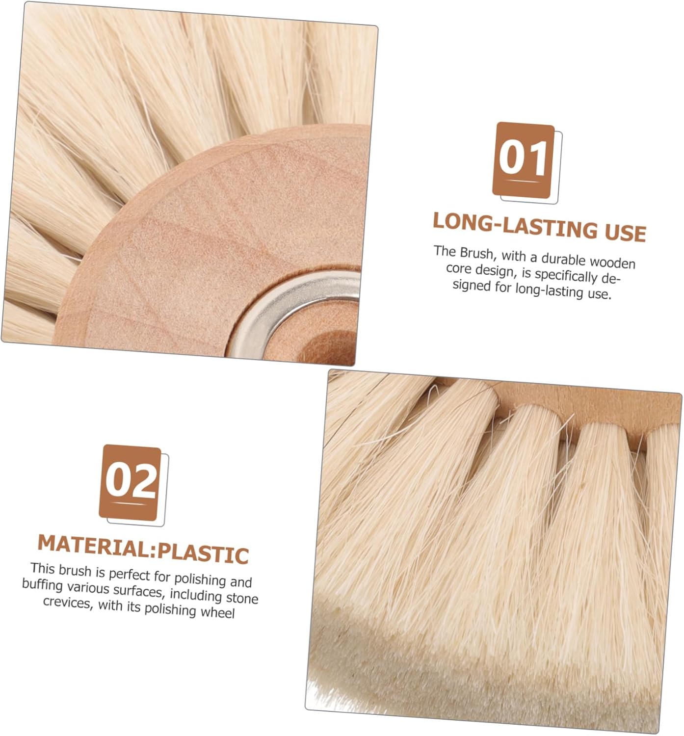 2pcs Polishing Brush Core Round Rust Removing Wheel for Efficient Cleaning and Buffing for Cracks and Stubborn Stains