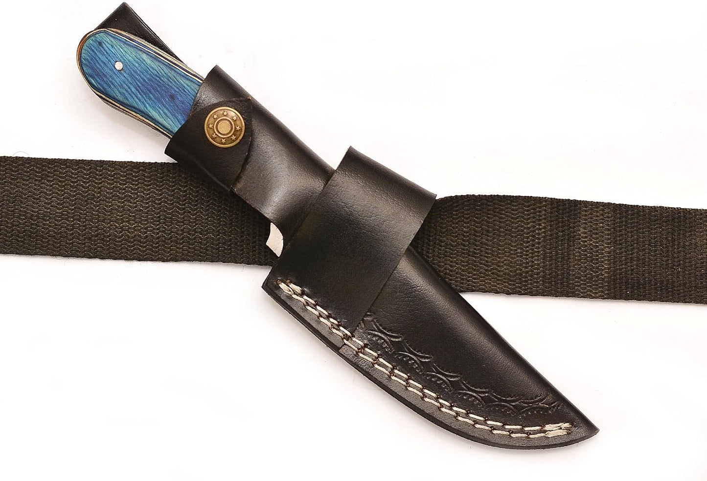 Handmade Genuine Cowhide Leather Knife Sheath - Horizontal Compact Carry Knife Belt Loop with Buckle - Heavy Duty Universal Knives Cover or Sleeves