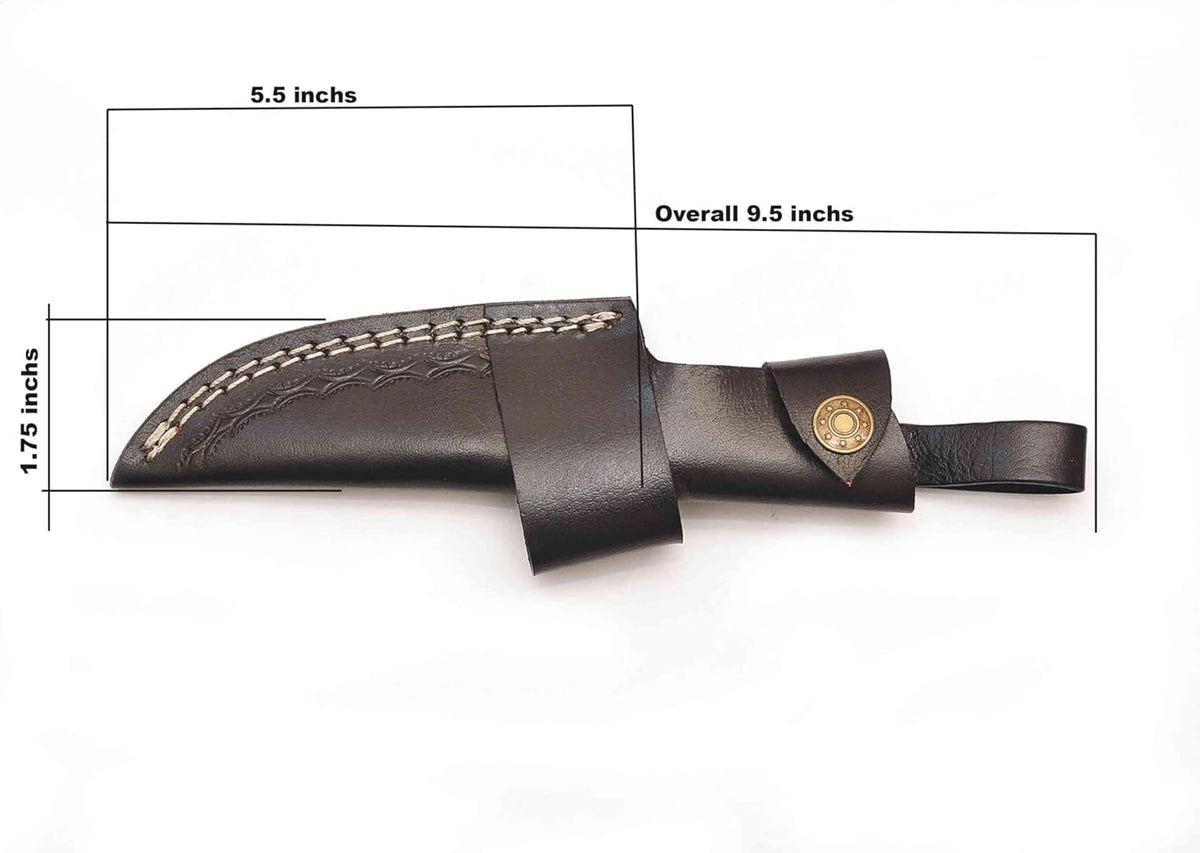 Handmade Genuine Cowhide Leather Knife Sheath - Horizontal Compact Carry Knife Belt Loop with Buckle - Heavy Duty Universal Knives Cover or Sleeves