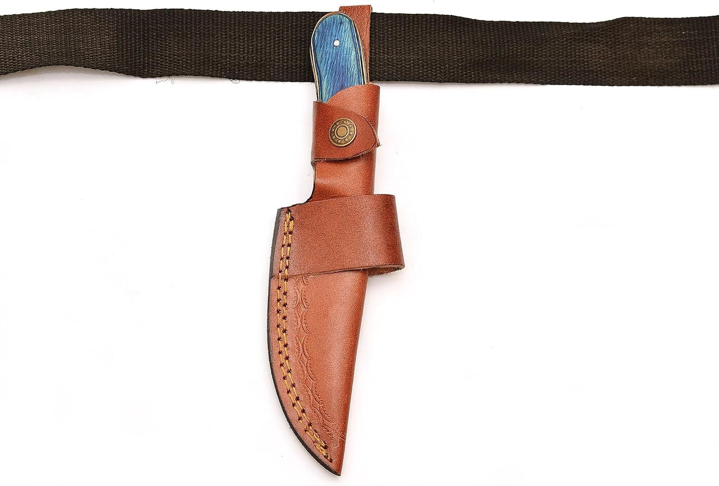 Handmade Genuine Cowhide Leather Knife Sheath - Horizontal Compact Carry Knife Belt Loop with Buckle - Heavy Duty Universal Knives Cover or Sleeves