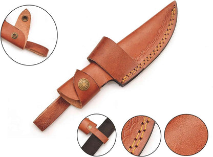 Handmade Genuine Cowhide Leather Knife Sheath - Horizontal Compact Carry Knife Belt Loop with Buckle - Heavy Duty Universal Knives Cover or Sleeves