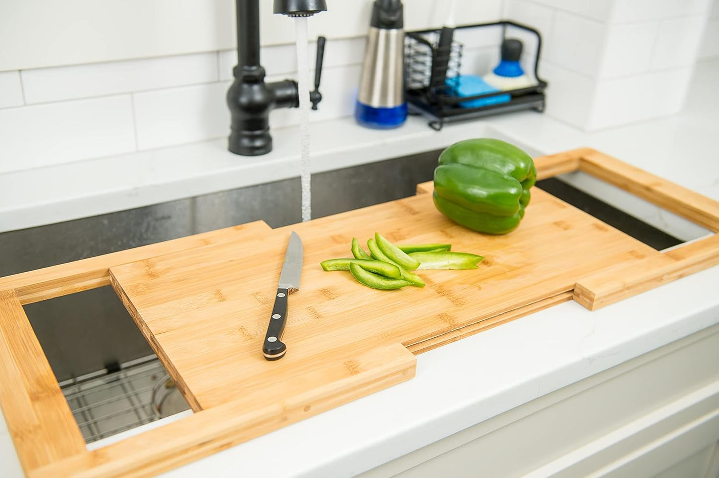 Bamboo Over The Edge of Counter Cutting Board