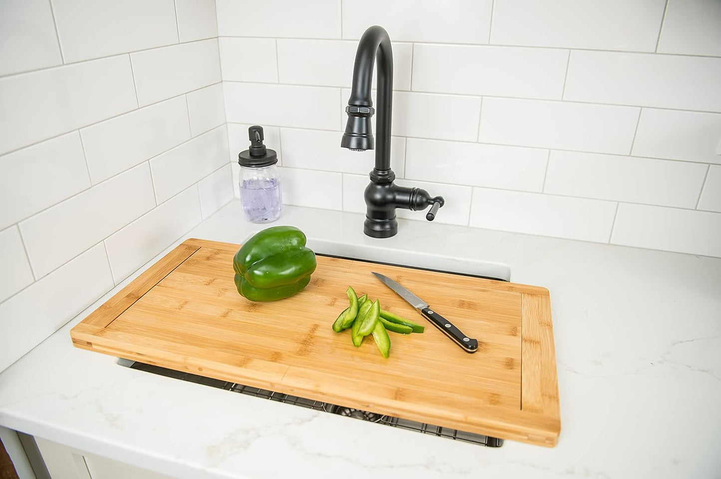 Bamboo Over The Edge of Counter Cutting Board