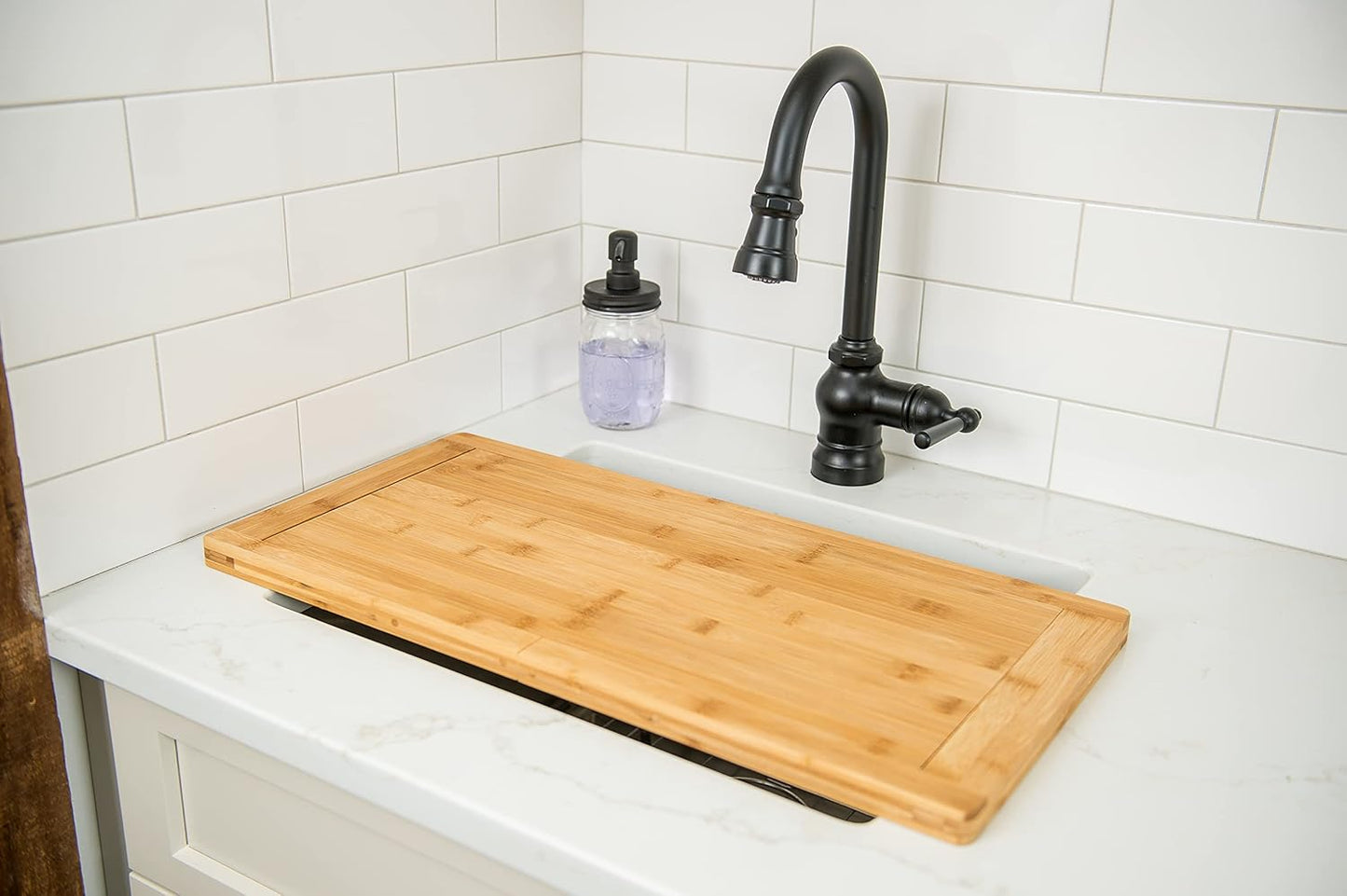 Bamboo Over The Edge of Counter Cutting Board